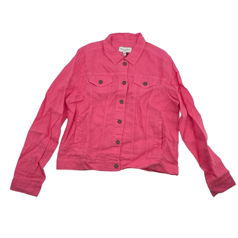 Michael Stars Jacket Linen Trucker XL Pink NWT